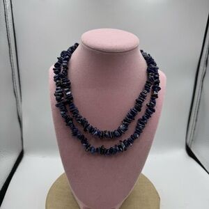 Sodalite Chip Bead Necklace - Blue